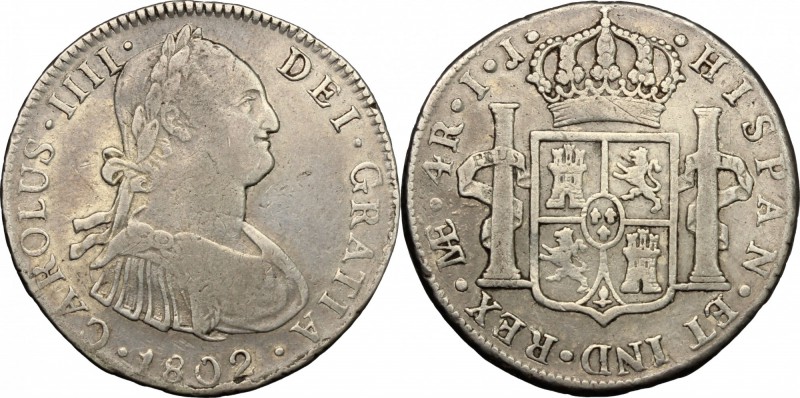 Peru'. Charles IV (1788-1808). 4 reales 1802, Lima mint. Peirò 635. AR. g. 13.17...