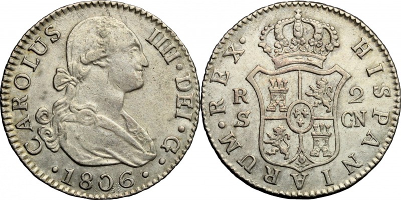 Spain. Charles IV (1788-1808). 2 reales 1806, Sevilla mint. Peirò 609. AR. g. 5....