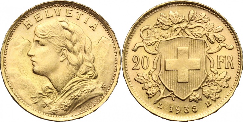 Switzerland. Confederation. 20 francs 1935. Fr. 499. AU. mm. 21.00 EF.