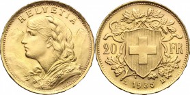 Switzerland.  Confederation. 20 francs 1935