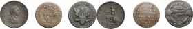 Lotto di 3 monete: Pio VII, quattrino 1802, Vittorio Amedeo di Savoia, grano 1717 Palermo, Giorgio III d'Inghilterra, mezzo farthing 1799