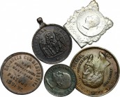Lotto di 5 medagliette, notata medaglia commemorativa per l'Esposizione Nazionale di Palermo del 1891-92