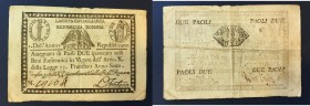 Repubblica Romana - Assegnati (1798). Due paoli, Anno 7, Fontana