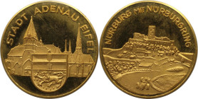 Deutsche Münzen und Medaillen ab 1945, BUNDESREPUBLIK DEUTSCHLAND. Nürnberg mit Nürburgring - Stadt Adenau Eifel. Goldmedaille, ca. 3,5 g. 20 mm. Poli...