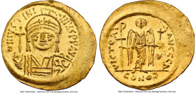 Justinian I the Great (AD 527-565). AV solidus (21mm, 4.49 gm, 6h). NGC MS 5/5 - 4/5, brushed. Constantinople, 4th officina, ca. AD 545-565. D N IVSTI...
