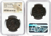 Justinian I the Great (AD 527-565). AE follis or 40 nummi (34mm, 5h). NGC VF. Cyzicus, 2nd officina, Regnal Year 30 (AD 556/7). D N IVSTINI ANV-S PP A...