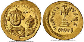 Heraclius with Heraclius Constantine (AD 613-641). AV solidus (21mm, 4.49 gm, 7h). NGC Choice AU 5/5 - 4/5. Constantinople, 7th officina, ca. AD 616-6...