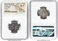 Heraclius with Heraclius Constantine (AD 613-641). AR hexagram (24mm, 6h). NGC Choice Fine, scratches, brushed. Constantinople, AD 632-635. dd NN hERA...