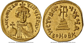 Constans II Pogonatus (AD 641-668). AV solidus (19mm, 4.34 gm, 6h). NGC Choice XF 5/5 - 2/5. Constantinople, 1st officina. dN CONStAN-tINЧS P P AV, bu...