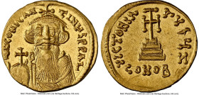 Constans II Pogonatus (AD 641-668). AV solidus (19mm, 4.45 gm, 7h). NGC Choice AU 5/5 - 4/5, clipped. Constantinople, 7th officina, ca. AD 649/50-651/...