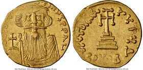Constans II Pogonatus (AD 641-668). AV solidus (19mm, 4.28 gm, 6h). NGC Choice XF 4/5 - 3/5, clipped. Constantinople, 4th officina, ca. AD 649/50-651/...