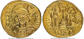 Constantine IV Pogonatus (AD 668-685). AV solidus (20mm, 4.53 gm, 5h). NGC Choice MS 4/5 - 5/5. Constantinople, 6th officina, AD 669-674. d N COS-T-NЧ...
