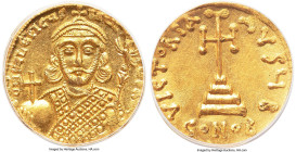 Philippicus (Bardanes) (AD 711-713). AV solidus (19mm, 7h). ANACS AU 55. Constantinople, 2nd officina. D N FILЄPICЧS-MЧL-TЧS AN, bust of Philippicus f...
