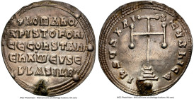 Constantine VII Porphyrogenitus and Romanus I Lecapenus (AD 945-963). AR miliaresion. (25mm, 11h). NGC VF, ex-mount, scratches, wrinkled. Constantinop...