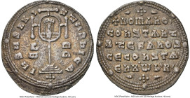 Constantine VII Porphyrogenitus and Romanus I Lecapenus (AD 945-963). AR miliaresion (24mm, 1h). NGC Choice VF, marks. Constantinople. IhSЧS XRI-StЧS ...