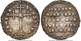Constantine VII Porphyrogenitus and Romanus I Lecapenus (AD 945-963). AR miliaresion (23mm, 11h). NGC VF, wrinkled, marks. Constantinople. IhSЧS XRI-S...
