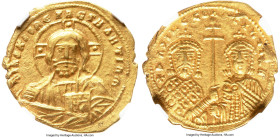 Basil II Bulgaroctonos (AD 976-1025), with Constantine VIII. AV tetarteron nomisma (22mm, 4.03 gm, 6h). NGC Choice VF 5/5 - 3/5, edge marks, brushed, ...