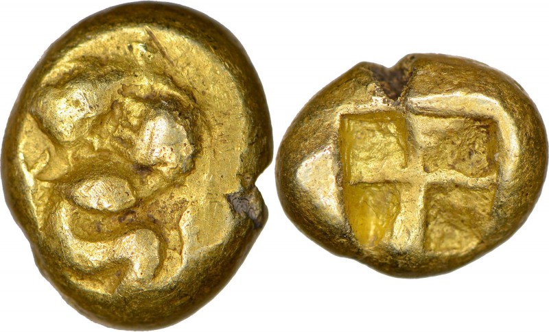 MYSIA. Cyzicus. Ca. 550-500 BC. EL 1/12 stater or hemihecte (9mm, 1.36 gm). NGC ...