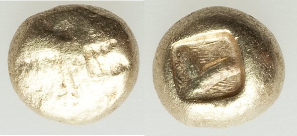 IONIA. Uncertain mint. Ca. 650-600 BC. EL 1/12 stater or hemihecte (7mm, 1.20 gm...
