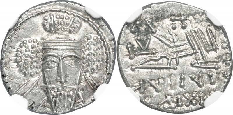 PARTHIAN KINGDOM. Vologases V (ca. AD 191-208). AR drachm (18mm, 3.74 gm, 12h). ...