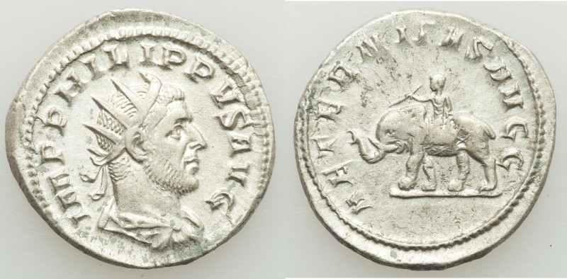 Philip I (AD 244-249). AR antoninianus (22mm, 4.28 gm, 1h). XF. Rome, AD 247-249...