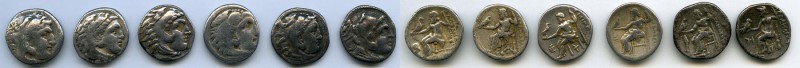 ANCIENT LOTS. Greek. Macedonian Kingdom. Ca. 336-317 BC. Lot of six (6) AR drach...