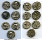 ANCIENT LOTS. Oriental. Indo-Greek Kingdoms. Bactria. Lot of seven (7) AR drachms. Fine-VF. Includes: Various rulers, Obverse: (3) helmeted, (1) Heroi...