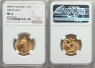 Victoria gold Sovereign 1893-M MS62 NGC, Melbourne mint, KM10. Jubilee head. AGW 0.2355 oz. 

HID09801242017