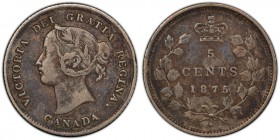 Victoria "Small Date" 5 Cents 1875-H VF30 PCGS, Heaton mint, KM2. Variety with the Small 5, and thus one of the key dates within this series. 

HID098...