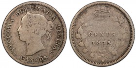 Victoria "Large Date" 5 Cents 1875-H VG10 PCGS, Heaton mint, KM2. Large date variety very scarce. 

HID09801242017