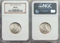 George V 25 Cents 1936 MS62 NGC, Royal Canadian mint, KM24a.

HID09801242017