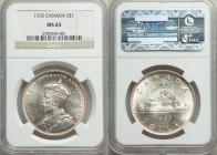 George V Dollar 1935 MS65 NGC, Royal Canadian mint, KM30. Bright white and lustrous. 

HID09801242017