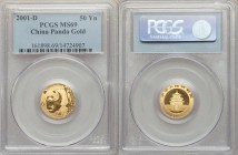 People's Republic gold Panda 50 Yuan (1/10 oz) 2001-D MS69 PCGS, KM1367. AGW 0.0999 oz.

HID09801242017