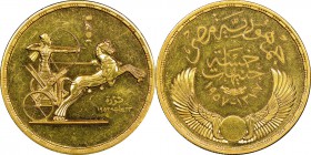 United Arab Republic gold "Revolution Anniversary" 5 Pounds AH 1377 (1957) MS62 NGC, KM388, Fr-41. Struck to commemorate the 5th anniversary of the re...