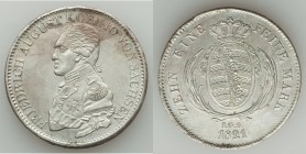 Saxony. Friedrich August I Taler 1821-IGS AU (cleaned), Dresden mint, KM1077. 38.4mm. 27.95gm. Old cleaning evidenced by hairline scratches, starting ...