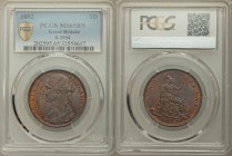 Victoria Penny 1892 MS65 Brown PCGS, KM755, S-3954. Red is mostly around peripheries shrouded with a touch of blue and magenta toning.

HID09801242017