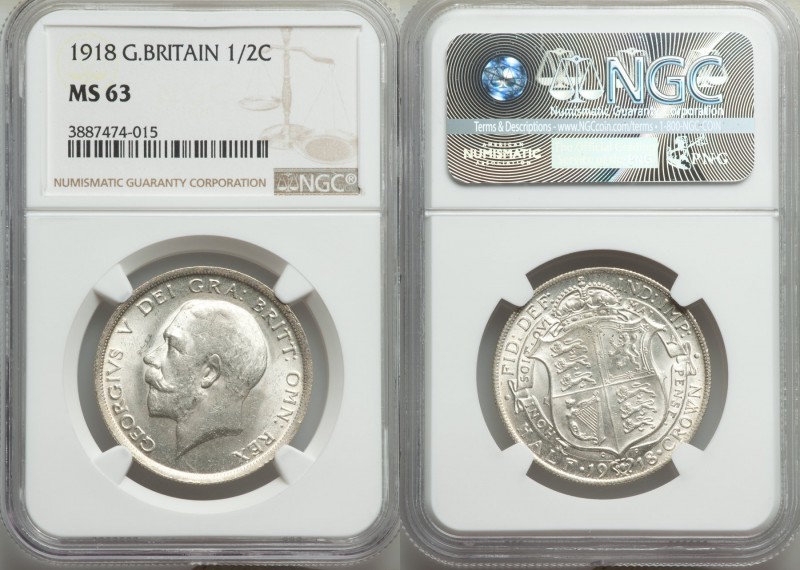 George V 1/2 Crown 1918 MS63 NGC, KM818.1.

HID09801242017