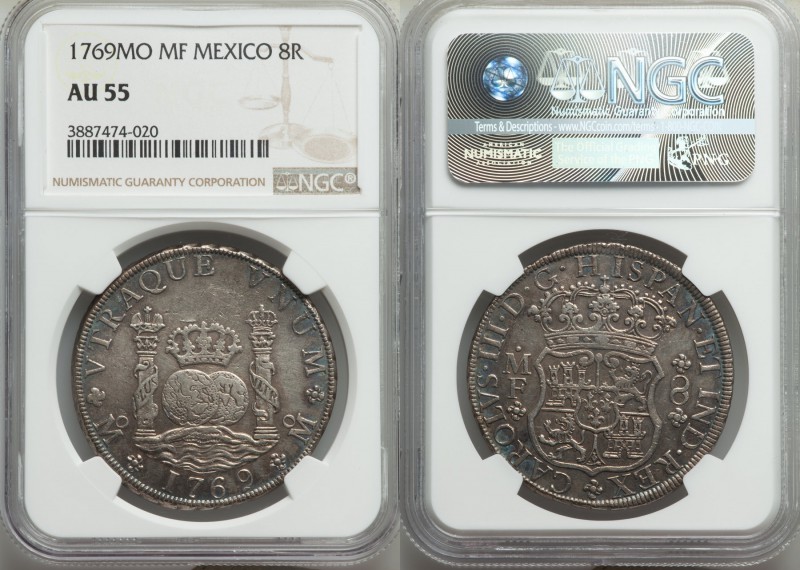 Charles III 8 Reales 1769 Mo-MF AU55 NGC, Mexico City mint, KM105.

HID098012420...