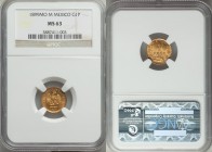 Republic gold Peso 1899 Mo-M MS63 NGC, Mexico City mint, KM410.5. AGW 0.0476 oz. 

HID09801242017