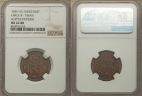 Sumatra. Dutch Colony copper Pattern "Large 8 Swan" Duit MS62 Brown NGC, KM-Pn20, Scholten-659A. Small amount of red in recessed area enhancing the cr...