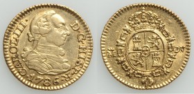 Charles III gold 1/2 Escudo 1786 M-DV XF, Madrid mint, KM425.1. 14.4mm. 1.70gm. From the Allen Moretti Swiss Collection

HID09801242017
