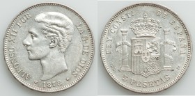 Alfonso XII 5 Pesetas 1878(78) DE-M AU, Madrid mint, 6 pointed star, KM676. 37.4mm. 24.92g From the Allen Moretti Swiss Collection

HID09801242017