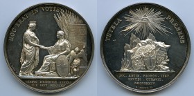 Geneva silver "Admission to the Confederation" Medal MDCCCXXIV (1824) UNC, SM-1550. 57.1mm. 91.35gm. by A. Bovy. HOC ERAT IN VOTIS Geneva standing on ...