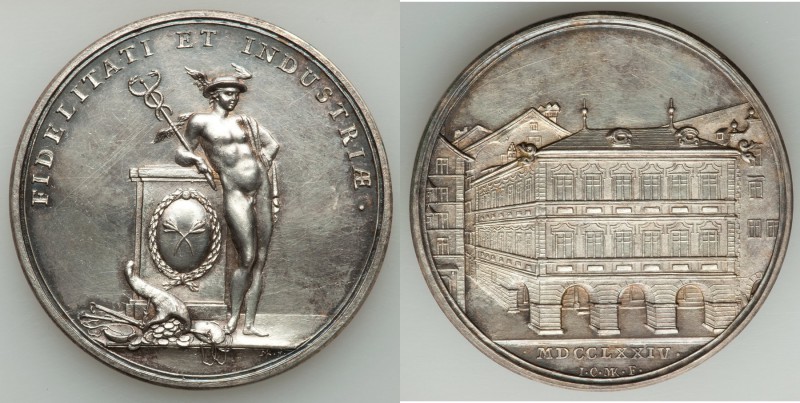 Zurich. Canton silver "Renovation of the Guildhall" Medal MDCCLXXIV (1774) AU, S...