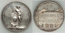 Zurich. Canton silver "Renovation of the Guildhall" Medal MDCCLXXIV (1774) AU, SM-278. 50mm. 36.67gm. By Johann Caspar Morikofer. Prooflike with hairl...