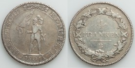 Helvetic Republic 4 Franken 1801-B VF, Bern mint, KM-A10. Dav. 1772. 40mm. 29.05gm. From the Allen Moretti Swiss Collection

HID09801242017