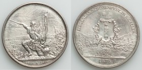 Confederation "St. Gallen Shooting Festival" 5 Francs 1874 AU, Bern mint, KM-XS12. 37mm. 24.97gm. Awash with light pastel colors, hairlines in field b...