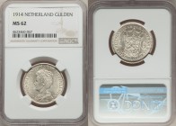 3-Piece Lot of Certified Assorted Issues NGC, 1) Netherlands: Wilhelmina Gulden 1914 - MS62, KM148 2) Netherlands East Indies: Holland silver Proof 1/...
