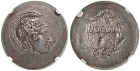 IONIA Herakleia ad Latmon - Tetradracma (circa 150-142) Testa elmata di Atena a d. -R / Clava in corona di spighe - S.Cop. manca AG (g 16,85) In slab ...
