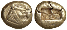REGNO DI LIDIA Periodo di Aliatte II-Creso (circa 610-546 a.C.) EL Trite - 1/3 di Statere - Testa di leone a d. - R/ Due quadrati incusi - GRPC Lidia ...